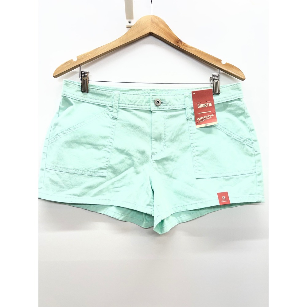 Arizona Jean Mint Green Shortie Shorts Size 13 NWT Cotton Stretch Y2K Low Rise